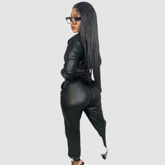 PU Jacket Pants Set
