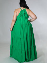 Plus Size Sleeveless Ruched Maxi Dress