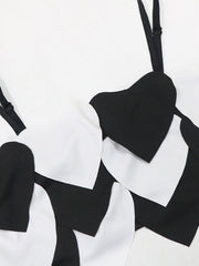 Heart Design Cami Top High Slit Skirt Set