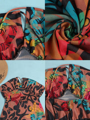 Spaghetti Strap Floral Print Bodycon Mini Dress