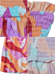 Strap Pleated Wide Leg Printed Jumpsuit