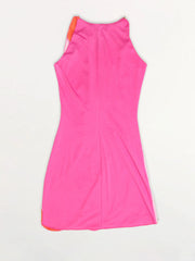 Sleeveless Color Block Beads Mini Dress