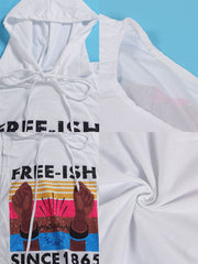 Sleeveless Letter Printed Bodycon Hooded Top