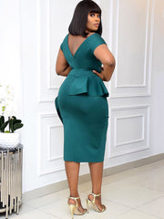 Asymmetrical Ruched Waist Bodycon Midi Dress