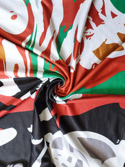 Graffiti Long Sleeve Patchwork Midi Dress