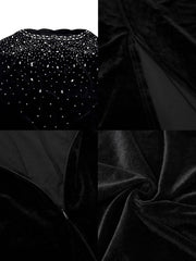 Off-Shoulder Slit Rhinestone Bodycon Dress