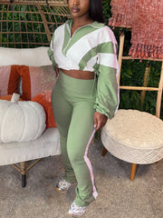 Colorblock Drawstring Waist Tracksuit