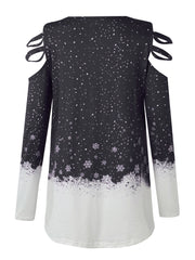 Christmas Plus Size Long Sleeves Elk Print Top