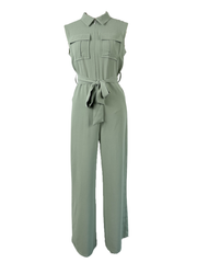 Lapel Lace-Up sleeveless jumpsuits