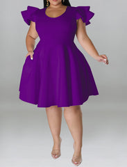 Plus Size A Line Midi Dress with Pockets