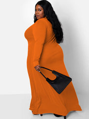Long Sleeve Ribbed Solid Bodycon Maxi Dress