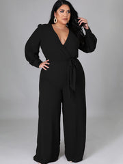 Long Sleeve Solid Bodycon Wide Leg Jumpsuit