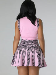 Sleeveless Print Pleated Mini Dress