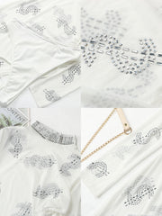 Mesh Long Sleeve High Split Midi Dress