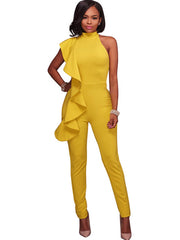 One Shoulder Sleeveless Ruffle Jumpsuit