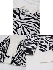 Two Piece Long Sleeve Zebra Print Skirt Suit
