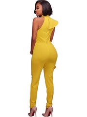 One Shoulder Sleeveless Ruffle Jumpsuit