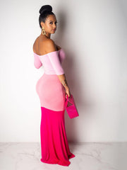 Mermaid Color Block Maxi Dress