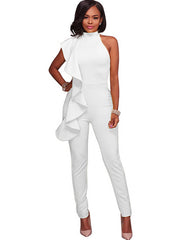 One Shoulder Sleeveless Ruffle Jumpsuit