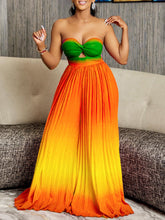 Strapless Gradient Rainbow Backless Jumpsuit