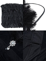 Rhinestone Halter Feather Patchwork Mini Dress