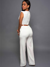 Sleevelesss V Neck Solid Wide Leg Jumpsuit