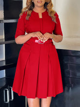 Plus Size Solid Color Half Sleeve Dress