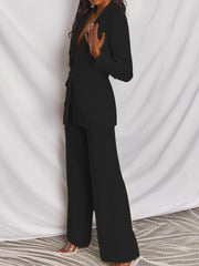 Casual Blazer Long Pants Two Piece Outfits