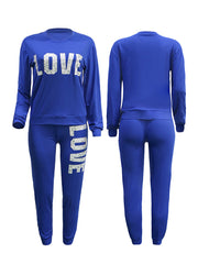 Two-Piece Casual Letter Leopard Print Pants Set