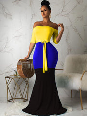 Mermaid Color Block Maxi Dress