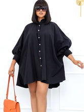 Long Sleeves Button Loose Mini Shirt Dress