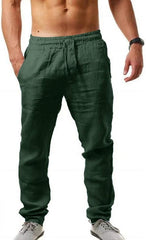 Mens Linen Drawstring Casual Pants