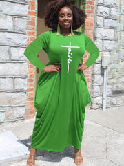 Plus Size Letter Print Maxi Dress