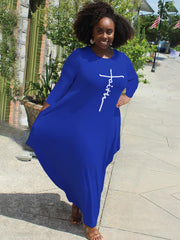 Plus Size Letter Print Maxi Dress