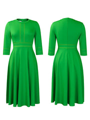 Plus Size Short Sleeve Stand Collar Party Swing Dress