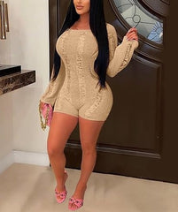 Hollow Out Backless Off Shoulder Romper