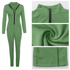 V Neck Long Sleeve Bodycon Jumpsuit