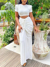 Two Pieces Crop Top Pleated Skirt Sets