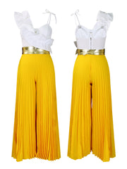 One-Shoulder Ruffle Pleated Pants Set