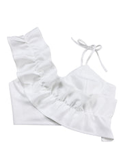 One-Shoulder Ruffle Pleated Pants Set