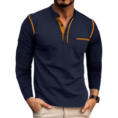 Mens Long Sleeves Crew Neck Buttons Shirts