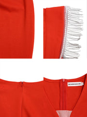 Tassel Mesh Patchwork Sleeveless Bodycon Maxi Dress