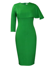 Half Sleeve Asymmetrical Bodycon Midi Dress