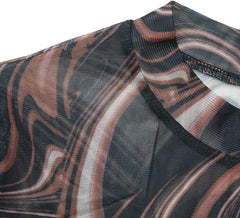 Long Sleeve Ruched Mesh Mini Dress