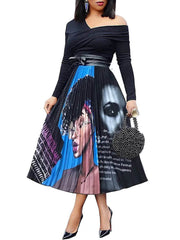 Cartoon Printed High Waist  Midi Skirts