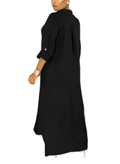 Loose Long Sleeve Button Shirts Dress