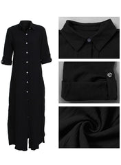Loose Long Sleeve Button Shirts Dress
