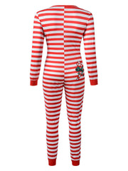 Christmas Striped Print Long Sleeve Jumpsuit