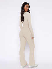 Two Piecewo Long Sleeve Tops Straight Leg Pants