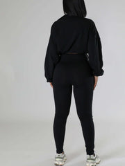 Two Piece Zipper Crop Top & Sweatpants